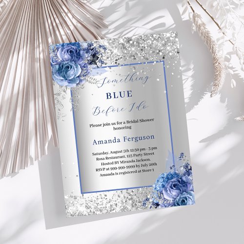 Something blue before I do silver Bridal Shower Invitation