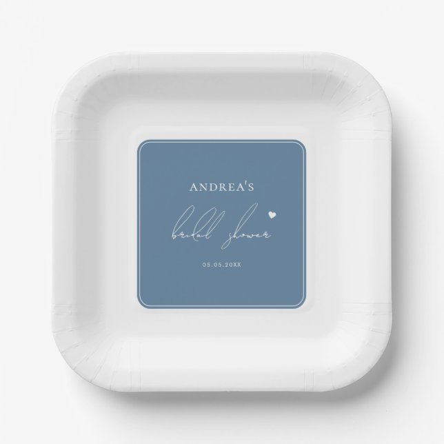 Something Blue Before I Do Stylish Bridal Shower Paper Plates (Front)