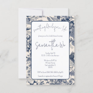 Something Blue before "I Do" Toile Bridal Shower Invitation