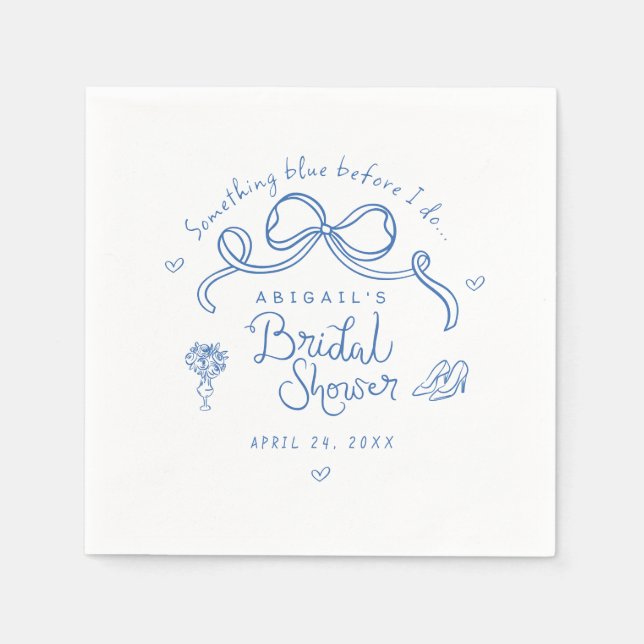 Something Blue Before I Do Whimsical Bridal Shower Napkins (Front)