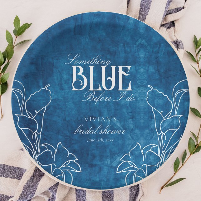 Something Blue Before I do White Floral Paper Plates (Creator Uploaded)