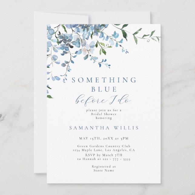Something Blue Before I Do Wisteria Bridal Shower Invitation (Front)