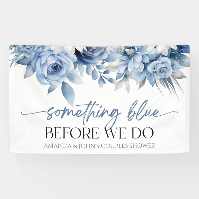 Something Blue Before We Do Floral Couples Shower Banner (Horizontal)
