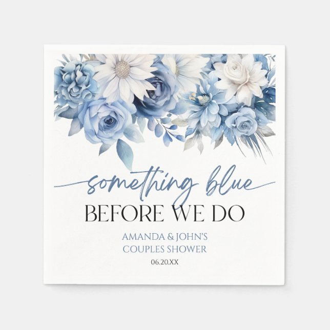 Something Blue Before We Do Floral Couples Shower Napkins (Front)