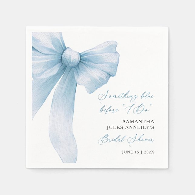 Something Blue Blue Bow Bridal Shower Napkins (Front)