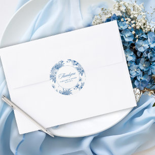 Something blue blue chinoiserie bridal shower classic round sticker