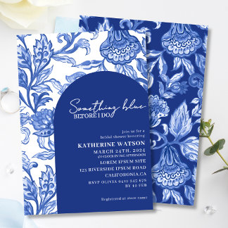 Something blue blue chinoiserie bridal shower invitation