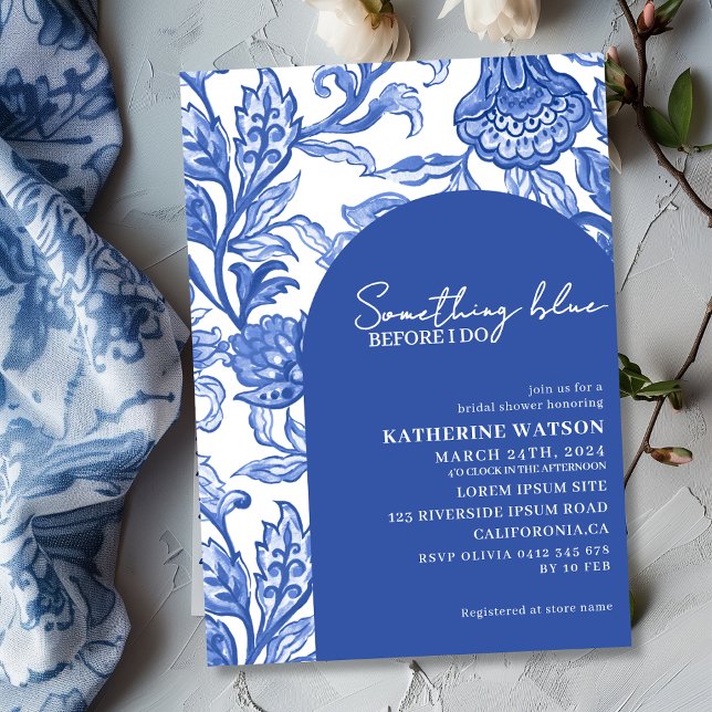 Something blue blue chinoiserie bridal shower invitation (Creator Uploaded)