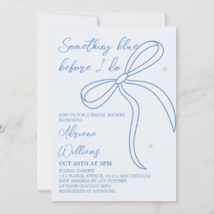 Something Blue Bow Bridal Shower Invitation