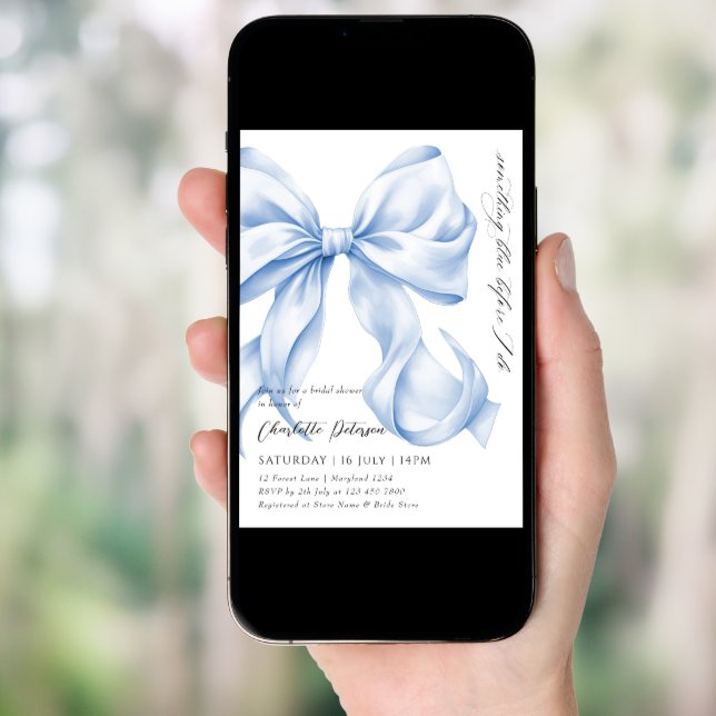 Something Blue Bow Bridal Shower Invitation (Front Digital)