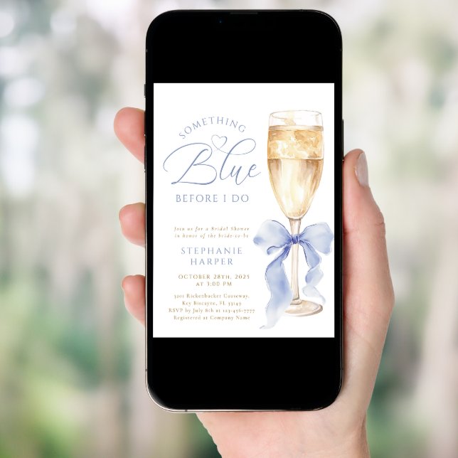 Something Blue Bow Bridal Shower Invitation (Front Digital)