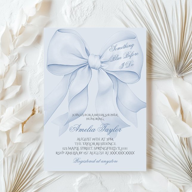 Something Blue Bow Bridal Shower Invitation (Creator Uploaded)