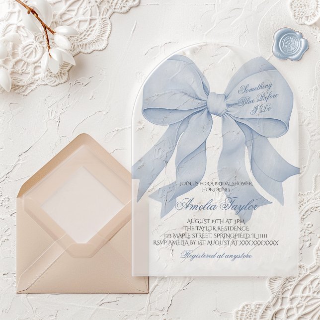 Something Blue Bow Bridal Shower Invitation (Creator Uploaded)