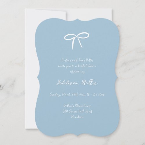 Something Blue Bow Bridal Shower Invitation