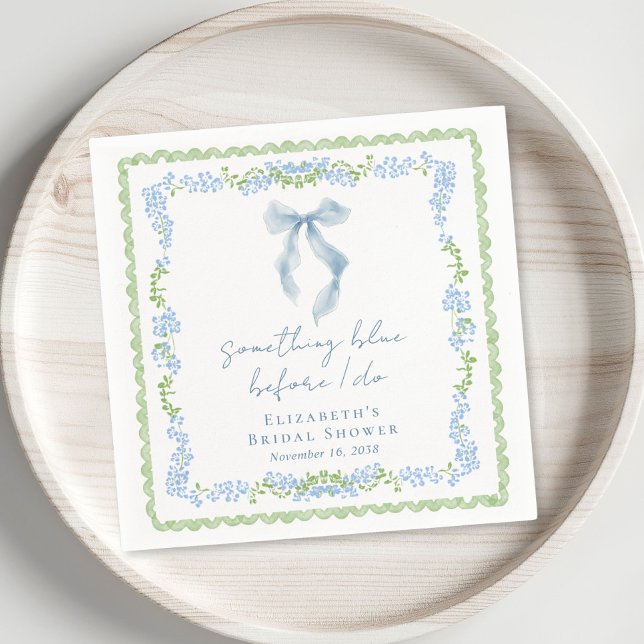 Something Blue Bow Bridal Shower Napkins (Something Blue Bow Bridal Shower Napkins)