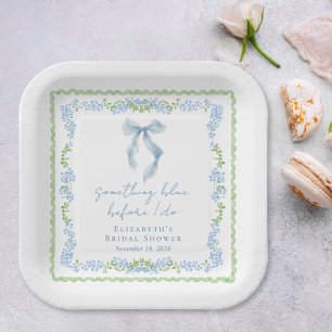 Something Blue Bow Bridal Shower Paper Plates