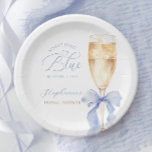 Something Blue Bow Bridal Shower Paper Plates<br><div class="desc">Celebrate with style using these elegant paper plates,  adorned with a dusty blue bow on a champagne glass — perfect for a bridal shower brunch or bubbly bar.</div>