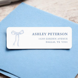 Something Blue Bow Bridal Shower Return Address Label