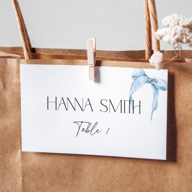 Something Blue Bow Bridal Shower Tying the Knot Place Card (Creator Uploaded)