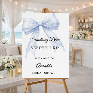 Something blue bow Bridal Shower welcome Foam Board