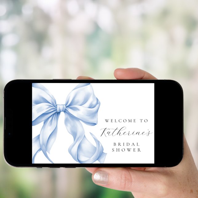 Something Blue Bow Bridal Shower Welcome Poster (Front Digital)