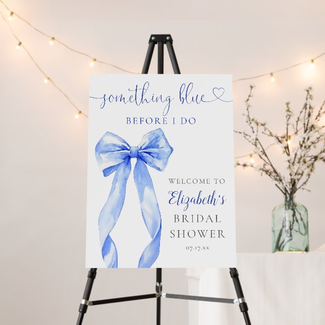 Something Blue Bow Bridal Shower Welcome Sign (In Situ (Stand))