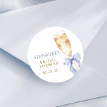 Something Blue Bow Champagne Glass Stickers<br><div class="desc">Add a stylish finish to your favors or envelopes with these elegant stickers featuring a golden champagne glass and dusty blue bow.</div>