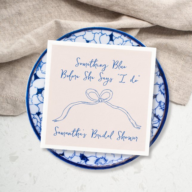Something Blue Bow Hand Drawn Bridal Shower Napkins (Something Blue Bow Hand Drawn Bridal Shower Napkins)