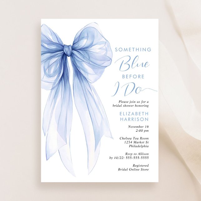 Something Blue Bow Watercolor Bridal Shower Invitation (Creator Uploaded)