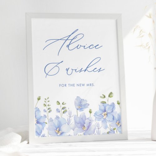 Something Blue Bridal Shower Advice  Wishes Poster