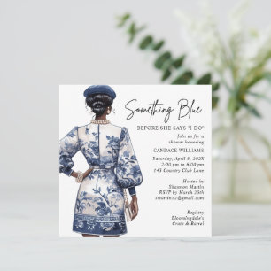 Something Blue Bridal Shower African American Invitation