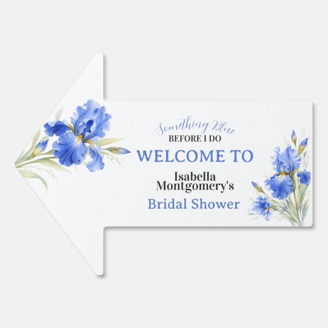 Something Blue Bridal Shower Arrow Welcome Sign (Front)