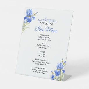 Something Blue Bridal Shower Bar Menu Pedestal Sign