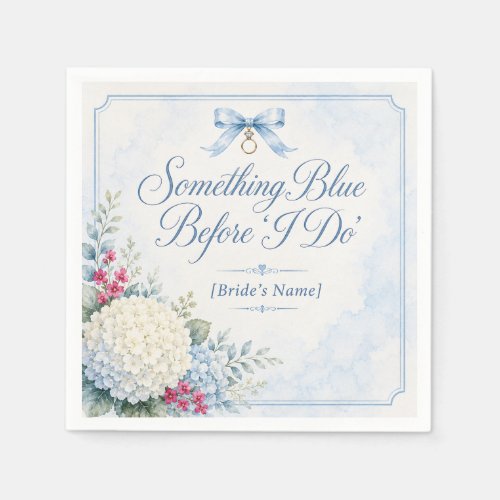 Something Blue Bridal Shower | Blue Hydrangea Napkins