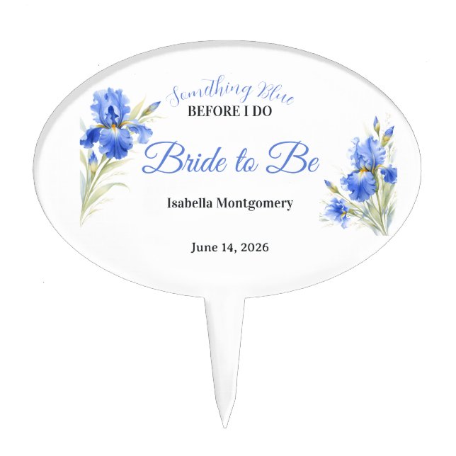 Something Blue Bridal Shower Cake Topper (Front)