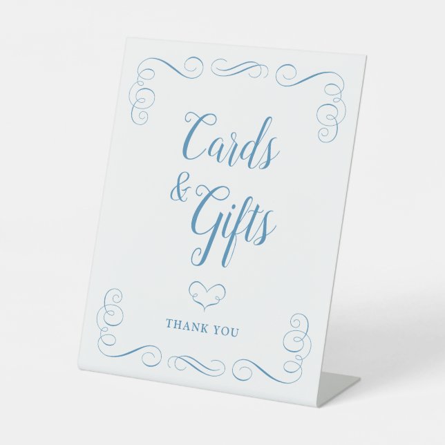 Something Blue Bridal Shower Cards and Gifts Pedestal Sign (Front)