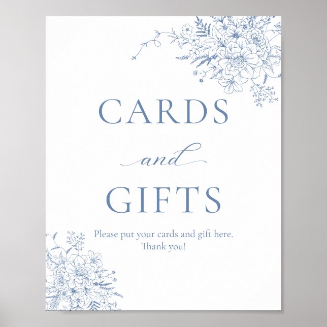 Something Blue Bridal Shower Cards and Gifts Poster (Front)