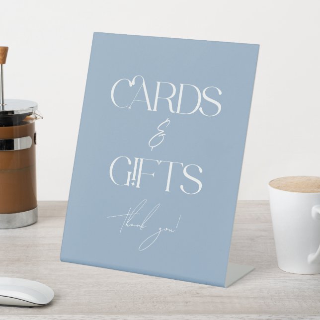Something Blue Bridal Shower Cards & Gifts Pedestal Sign (In SItu)