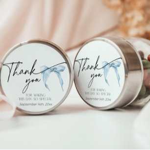 Something Blue Bridal Shower Dusty Bow Thank You Classic Round Sticker