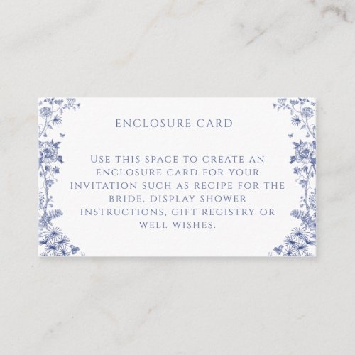 Something Blue Bridal Shower Enclosure Card