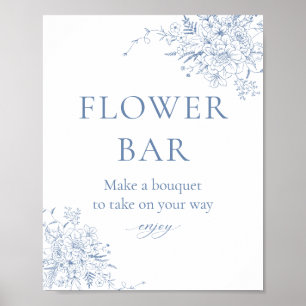 Something Blue Bridal Shower Flower bar Poster