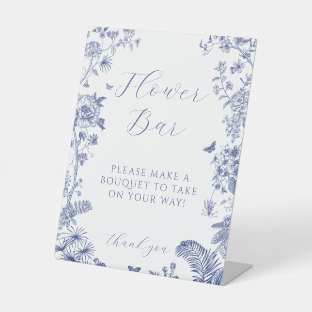 Something Blue Bridal Shower Flower Bar Sign (Front)