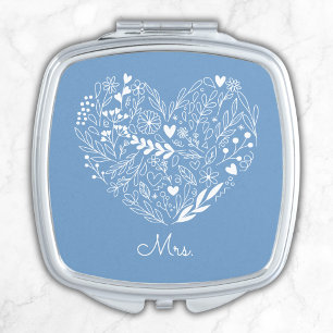 Something Blue Bridal Shower Gift Monogram Name Compact Mirror