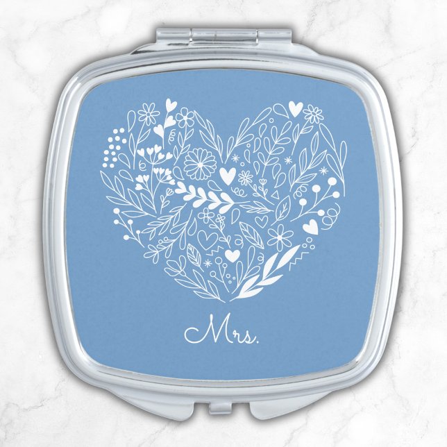 Something Blue Bridal Shower Gift Monogram Name  Compact Mirror (Creator Uploaded)