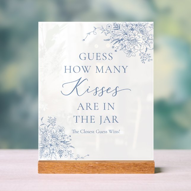 Something Blue Bridal Shower Guess How Many Kisses Acrylic Sign (Creator Uploaded)