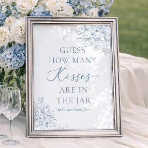 Something Blue Bridal Shower Guess How Many Kisses Poster