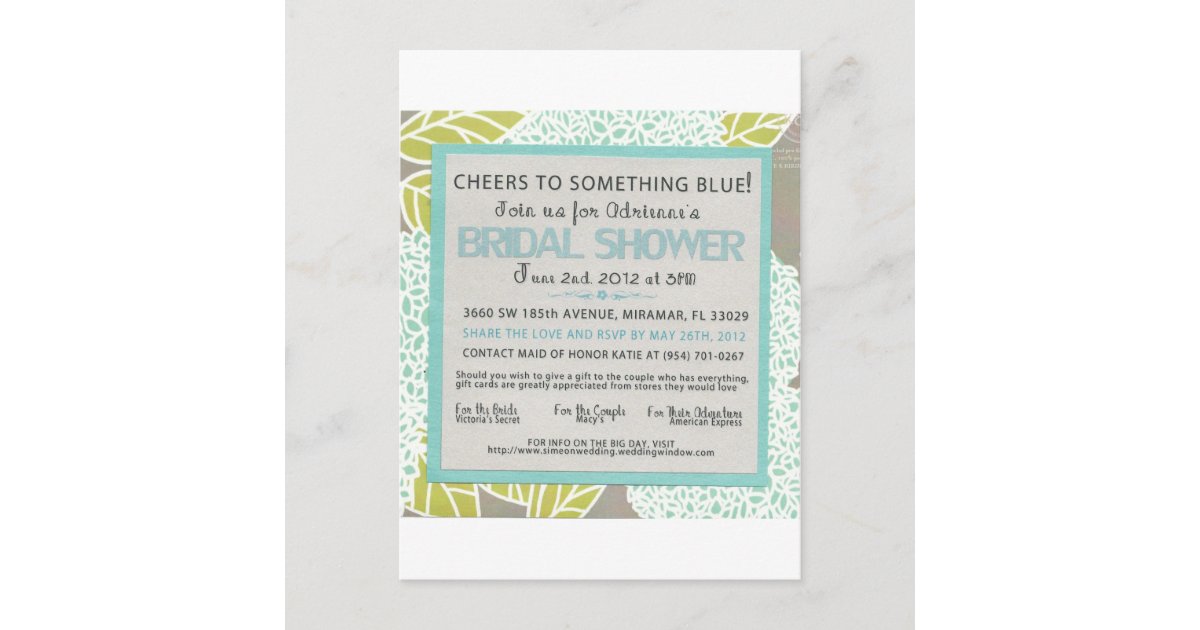 Something Blue Bridal Shower Invitation Zazzle