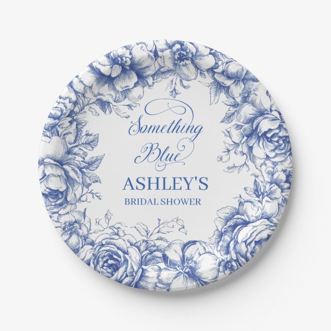 Something Blue Bridal Shower  Paper Plates (Front)