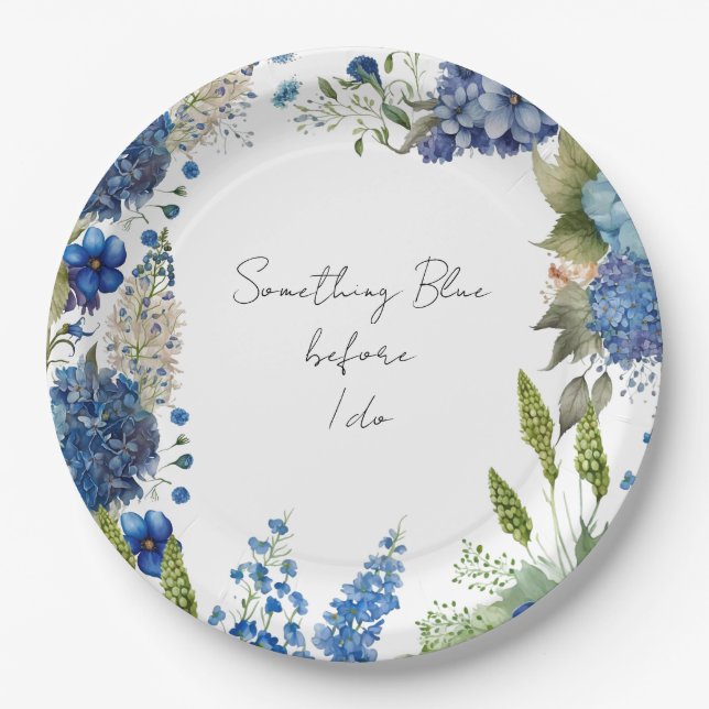 Something Blue Bridal Shower Plates (Front)