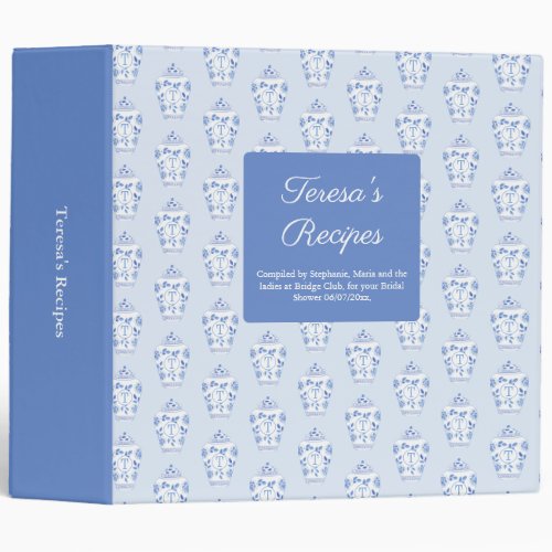 Something Blue Bridal Shower Recipe 3 Ring Binder